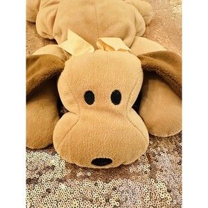 Ty Plush Dog Woof Pillow Pals Plush 14”Animal Brown Floppy Lovey Satin Bow Soft